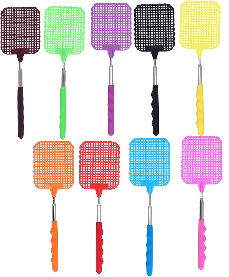 KooingTech 9PCS Fly Swatter, 10 to 29in Retractable Fly Swatter, Flyswatter with 3x3.7in Mesh Frame Suitable for Various Places Such as Homes Offices Outdoors and Camping - Image 1